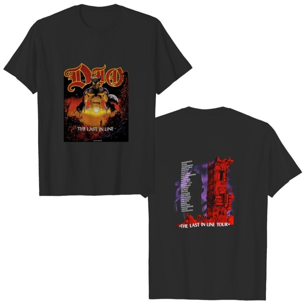 Dio Last In Line Retro Music Band Tour 2 Sided Unisex Graphic T-Shirt 166